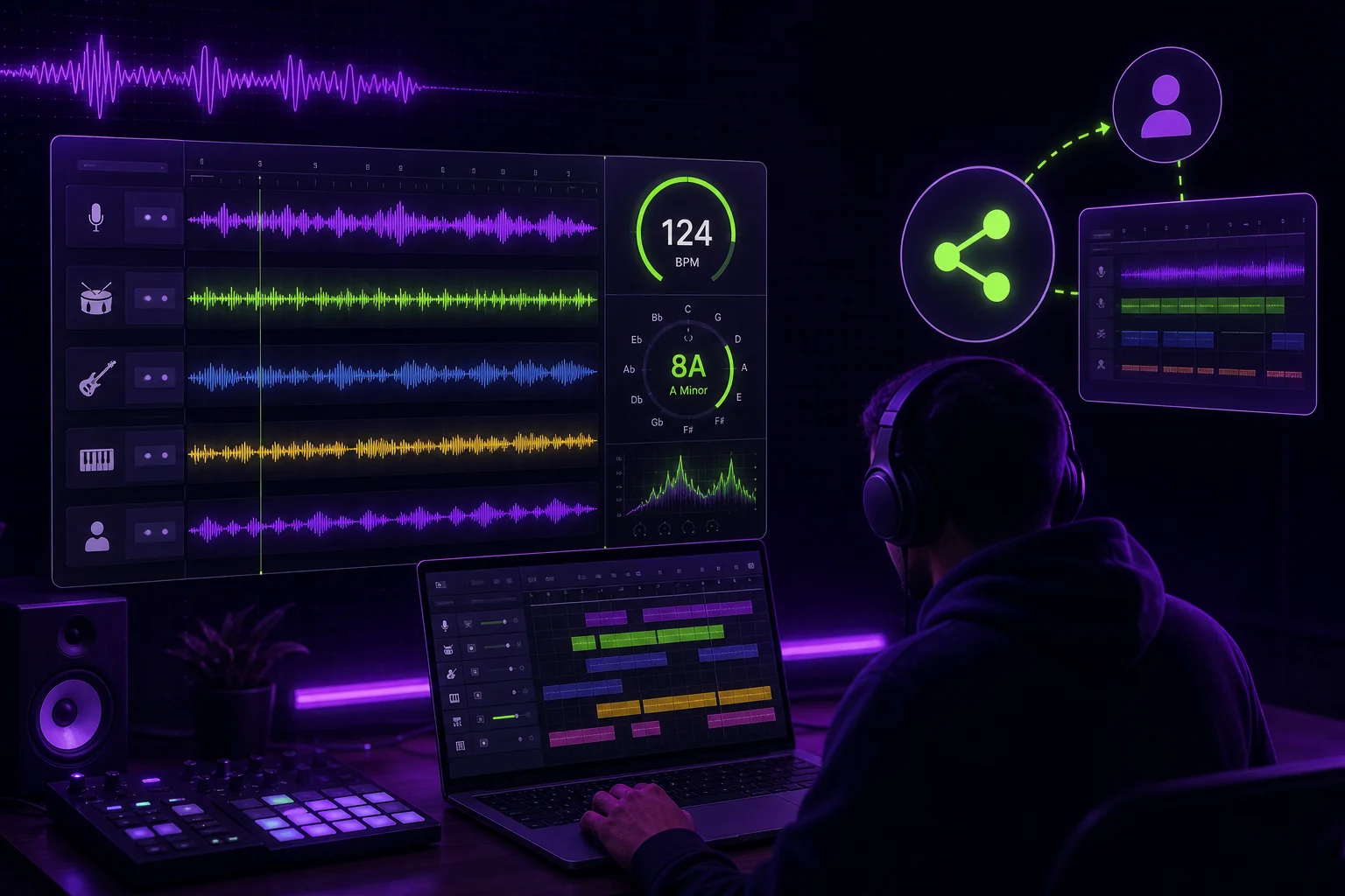 BPM and key detection workflow for verifying audio stems before collaborating on a music session
