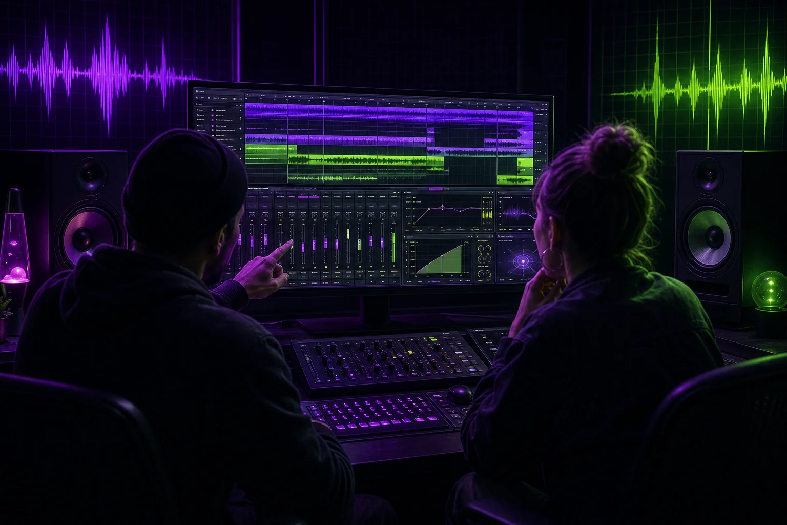 Rough mix meaning explained through a music producer reviewing a detailed pre-mix in a recording studio